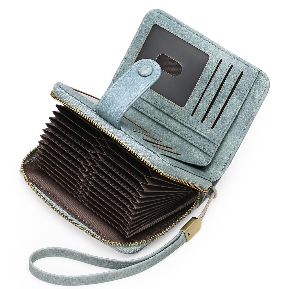 8952 Leather Credit Card Holder Wallet RFID Blocking Large Capacity Bifold